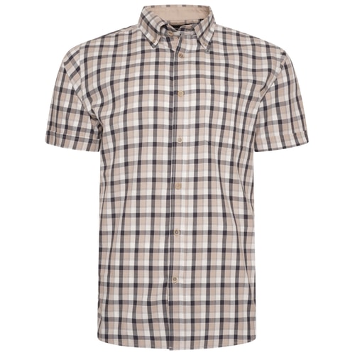 KAM Casual Check Shirt Stone